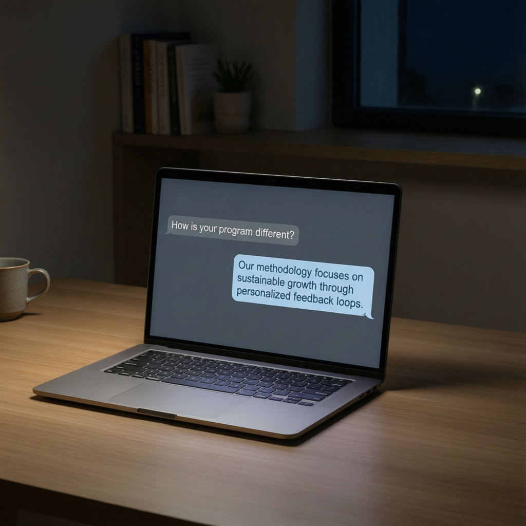 For example, say you run a coaching business. Your knowledge base includes your services page, a FAQ