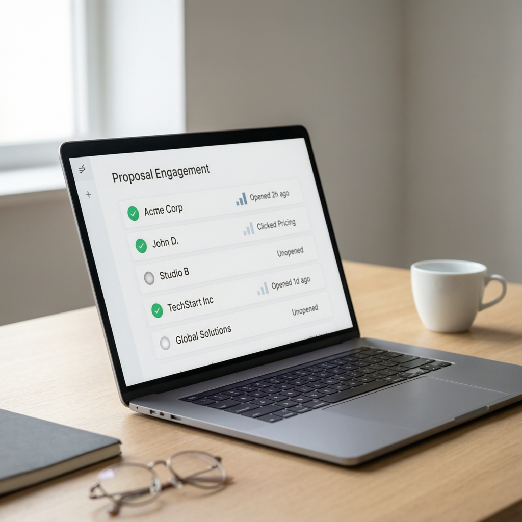 The agent also tracks opens and clicks. You see who opened your proposal and who didn't. You see if