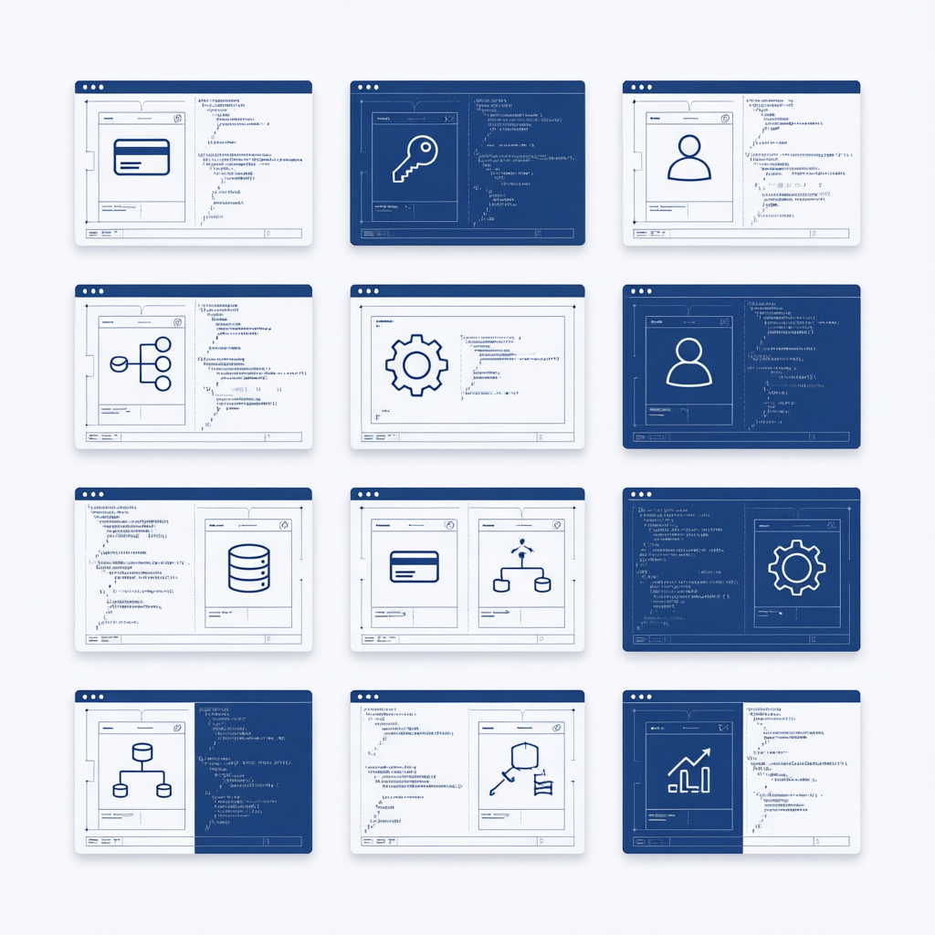 The 12 module specs round the free kit out. Each one is a written blueprint for a piece a SaaS commo